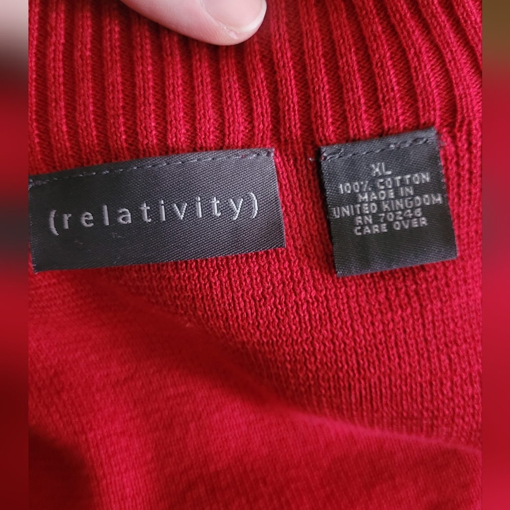 Relativity ribbed slight mockneck pullover sweater Women's XL true red - Picture 4 of 8